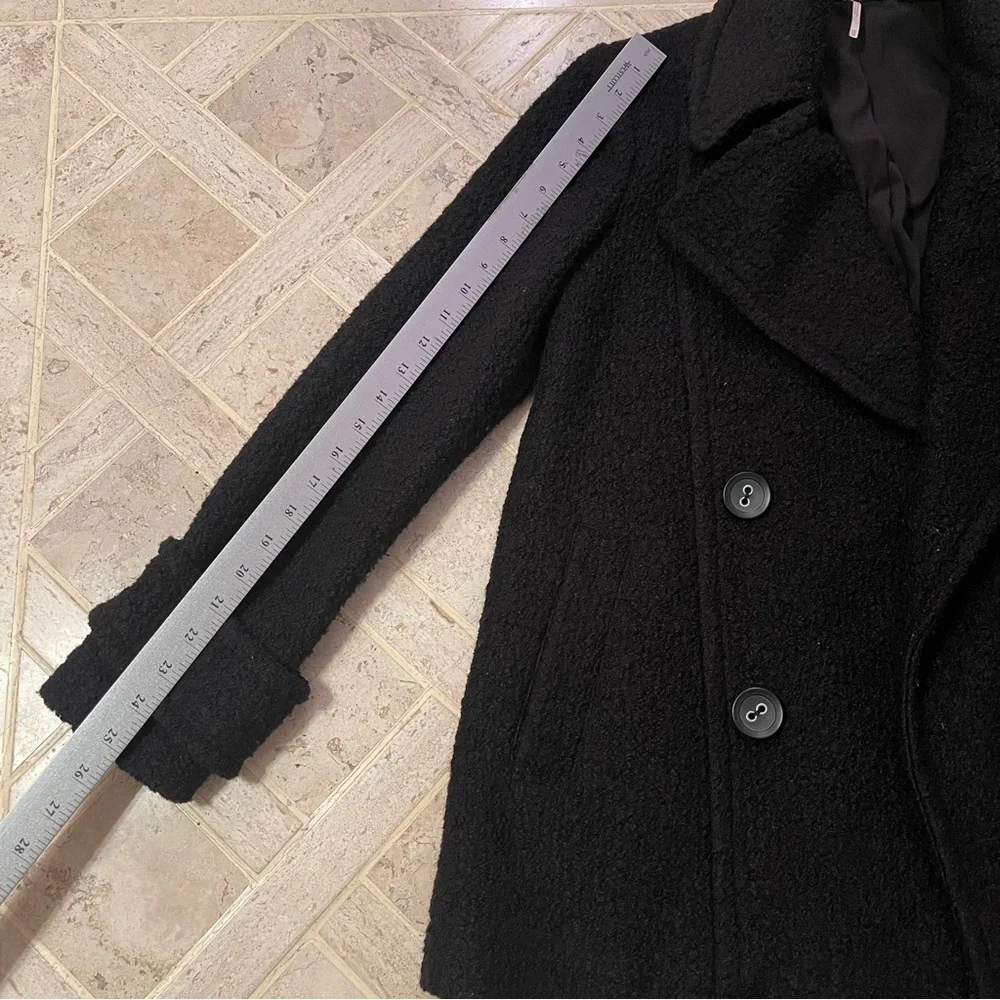 Free People Classic Black Double-Breasted Pea Coat EUC